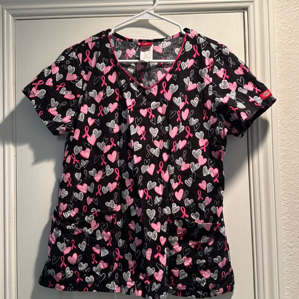 Dickies Breast Cancer ribbon scrub top size Medium
